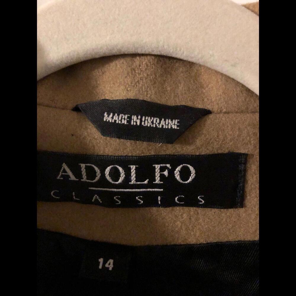 PURE NEW WOOL 100% WOOL OVERCOAT ADOLFO CLASSICS SIZE 14. DETAILS IN PHOTOS.
